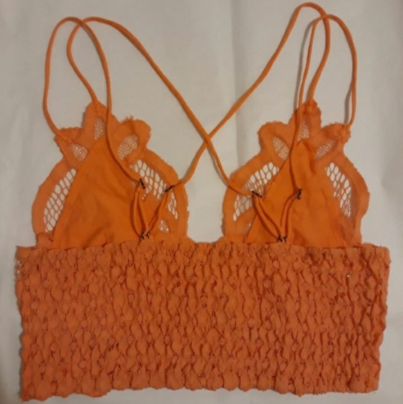 Free People Adella Lace Bralet Neon Peach - Picture 11 of 13
